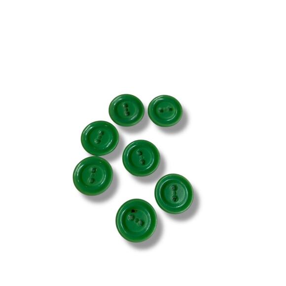 Lot of 7 Green Midcentury Buttons Acrylic Simple .5" (15mm) - Picture 4 of 5